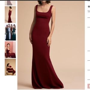 BHLDN Katie May Lucy Square Neck Gown in Bordeaux